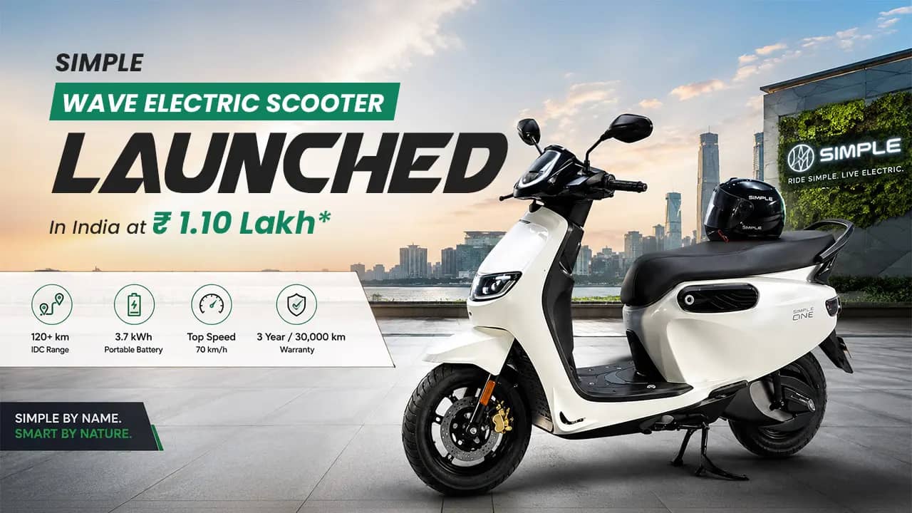 Simple Wave Electric Scooter Launched in India at Rs 1.10 Lakh
