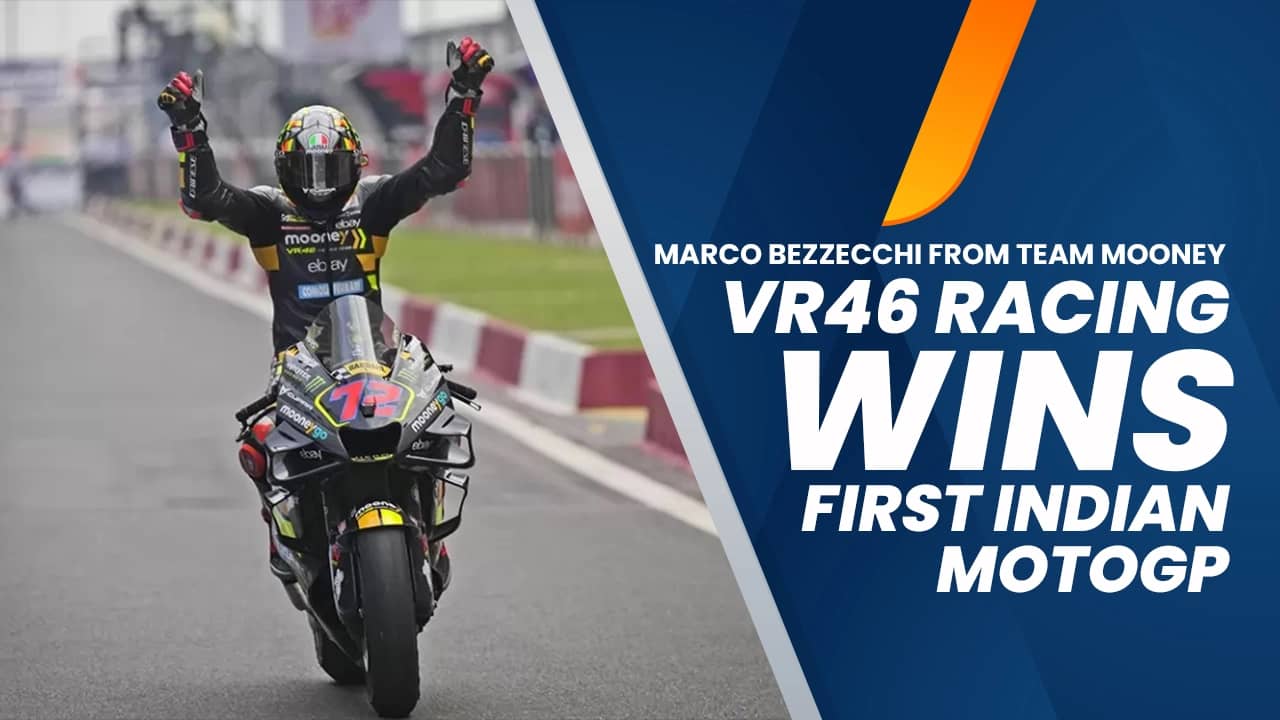 Marco Bezzecchi from Team Mooney VR46 Racing Team wins first Indian MotoGP Marco Bezzecchi from Team Mooney VR46 Racing Team wins first Indian MotoGP