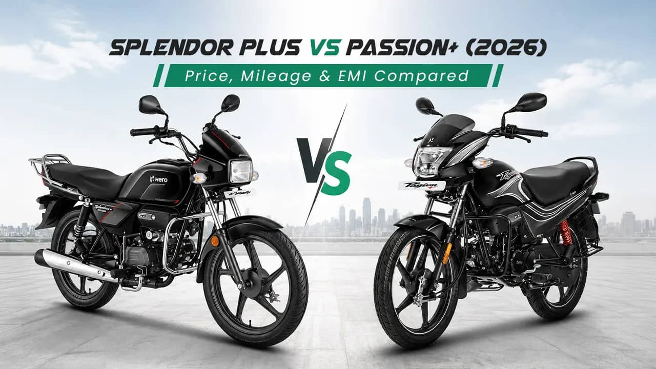 Splendor Plus vs Passion+ (2026): Price, Mileage & EMI Compared Splendor Plus vs Passion+ (2026): Price, Mileage & EMI Compared
