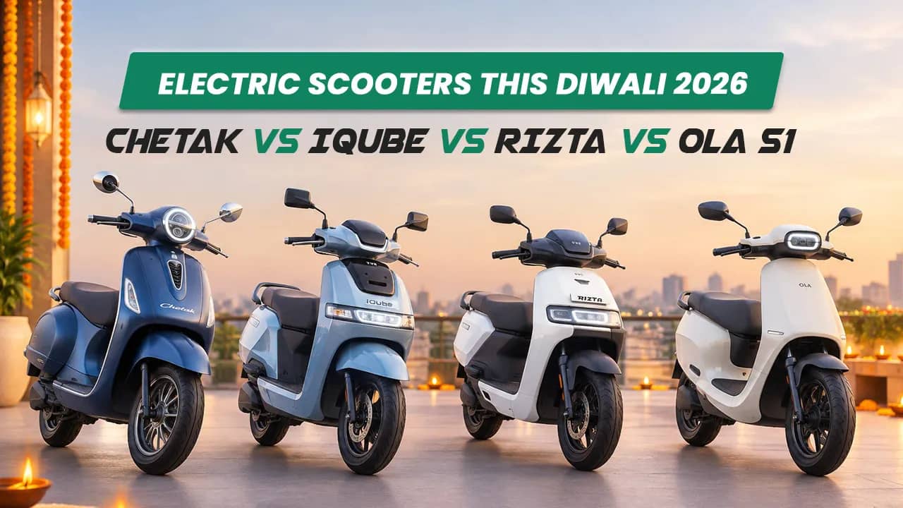 Electric Scooters This Diwali 2026: Chetak vs iQube vs Rizta vs Ola S1 (Price in India) Electric Scooters This Diwali 2026: Chetak vs iQube vs Rizta vs Ola S1 (Price in India)