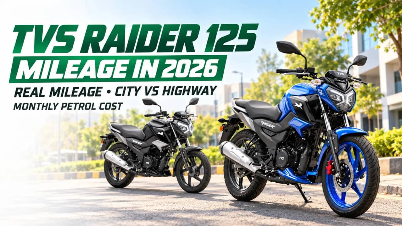 TVS Raider 125 Mileage in 2026: Real Mileage, City vs Highway and Monthly Petrol Cost TVS Raider 125 Mileage in 2026: Real Mileage, City vs Highway and Monthly Petrol Cost